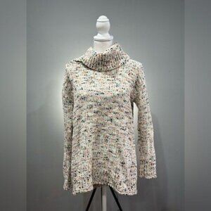 SALE! Cream Spotted Moon & Madison Cowl Neck Sweater Size S EUC